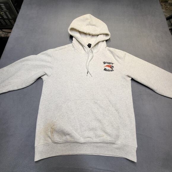 H&M Hoodie Mens Small Diggin Detroit Flame Record Relaxed Fit Pullover Stained - Picture 2 of 10